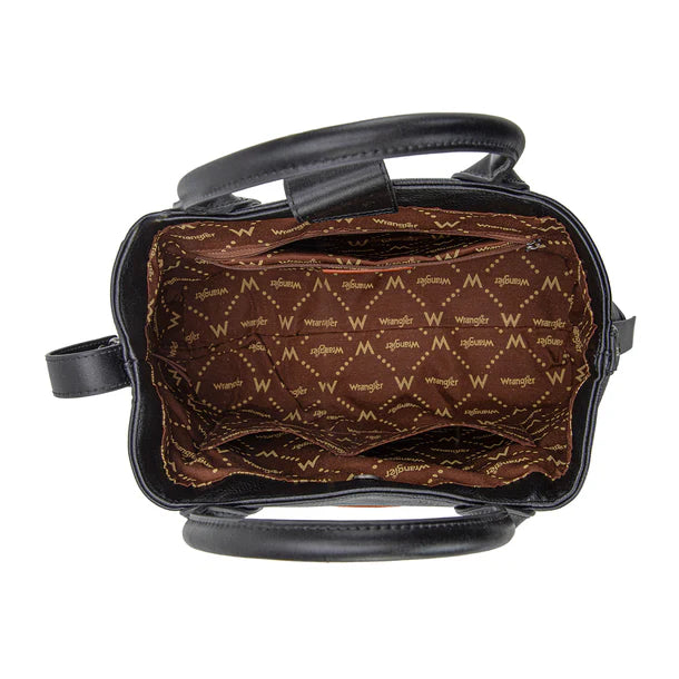 Load image into Gallery viewer, WG199-1824BK - Wrangler Carry-All Aztec Expandable Tote/Crossbody - Black
