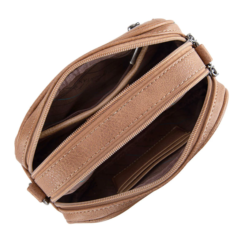 Load image into Gallery viewer, MW1318-8365BR - Montana West Tooled Collection Crossbody - Brown
