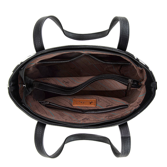 MW1318G-8318BK - Montana West Tooled Collection Concealed Carry Tote/Crossbody - Black