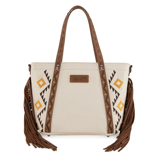 WG233-2009BG - Wrangler Aztec Embroidered Tote/Crossbody Bag