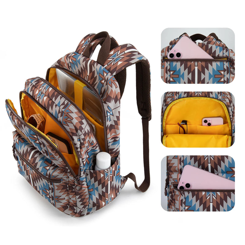 Load image into Gallery viewer, WG2206-9110CF - Wrangler Aztec Print Backpack - Coffee
