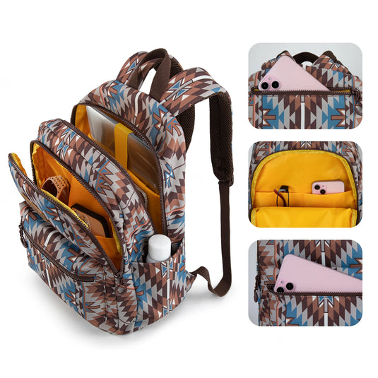 WG2206-9110CF - Wrangler Aztec Print Backpack - Coffee