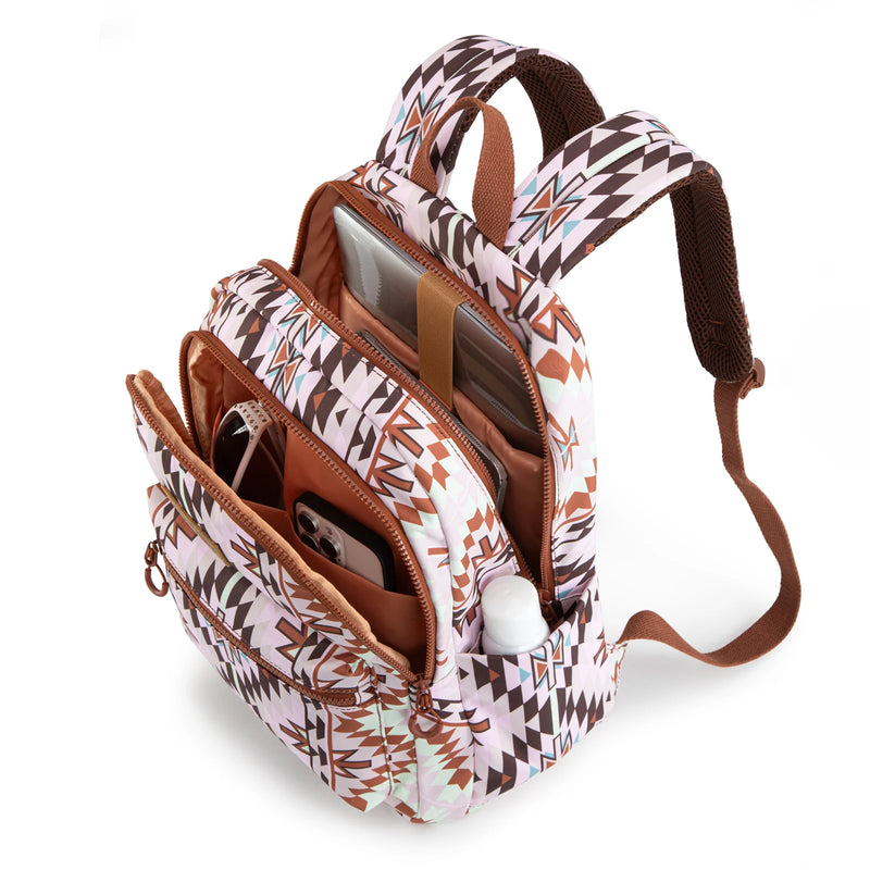 Load image into Gallery viewer, WG2206-9110LBR - Wrangler Aztec Print Backpack -Light Brown
