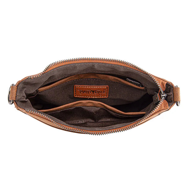Load image into Gallery viewer, TR190-8360BR - Trinity Ranch Floral Aztec Tooled Crossbody
