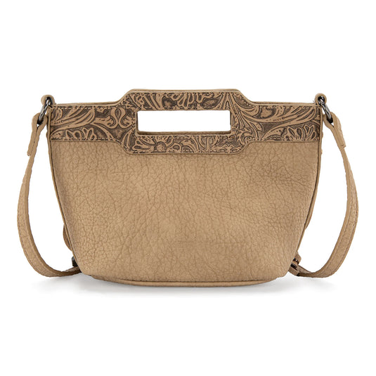 WG283-8015TN - Wrangler Genuine Cowhide Top Handle Fringe Crossbody - Tan