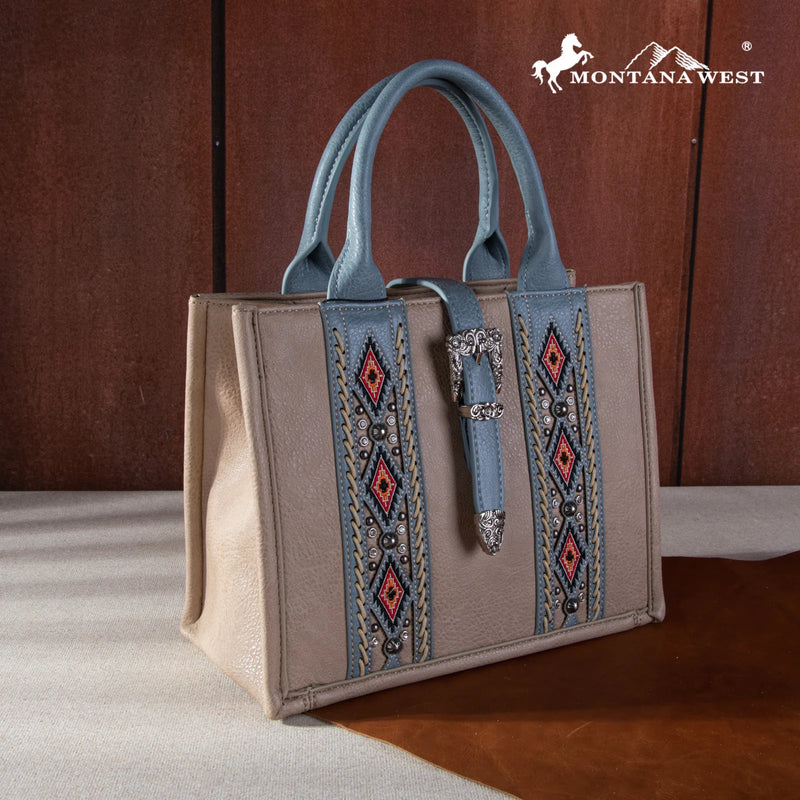 Load image into Gallery viewer, MW1254G-8120 SKH -  Montana West Buckle Aztec Concealed Carry Tote/Crossbody
