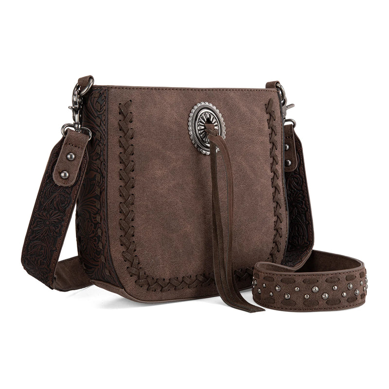 Load image into Gallery viewer, MW1329-8360CF - Montana West Tooled Collection Crossbody -Coffee
