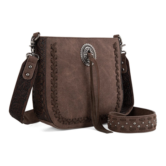 MW1329-8360CF - Montana West Tooled Collection Crossbody -Coffee