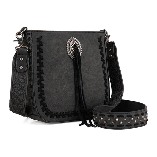 MW1329-8360BK - Montana West Tooled Collection Crossbody -Black