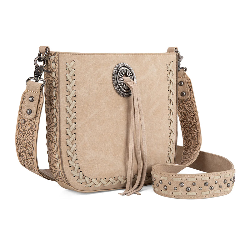 Load image into Gallery viewer, MW1329-8360TN - Montana West Tooled Collection Crossbody -Tan
