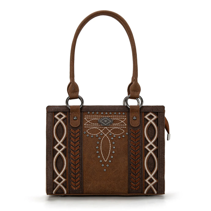MW1325G-8317BR - Montana West Cut-Out Embroidered Concealed Carry Tote