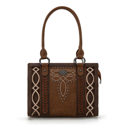 MW1325G-8317BR - Montana West Cut-Out Embroidered Concealed Carry Tote