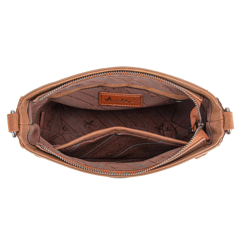 Load image into Gallery viewer, MW1329-8360BR - Montana West Tooled Collection Crossbody -Brown
