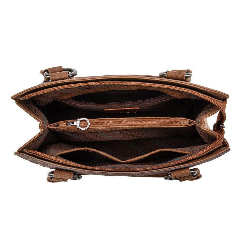 Load image into Gallery viewer, MW1325G-8317BR - Montana West Cut-Out Embroidered Concealed Carry Tote
