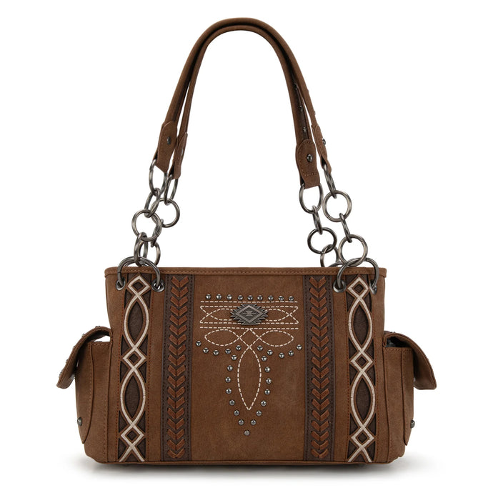 MW1325G-8085BR - Montana West Cut-Out Embroidered Concealed Carry Satchel
