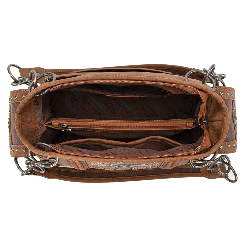 Load image into Gallery viewer, MW1325G-8085BR - Montana West Cut-Out Embroidered Concealed Carry Satchel
