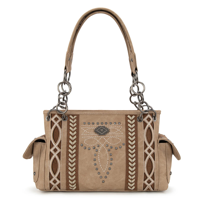 Load image into Gallery viewer, MW1325G-8085TN - Montana West Cut-Out Embroidered Concealed Carry Satchel
