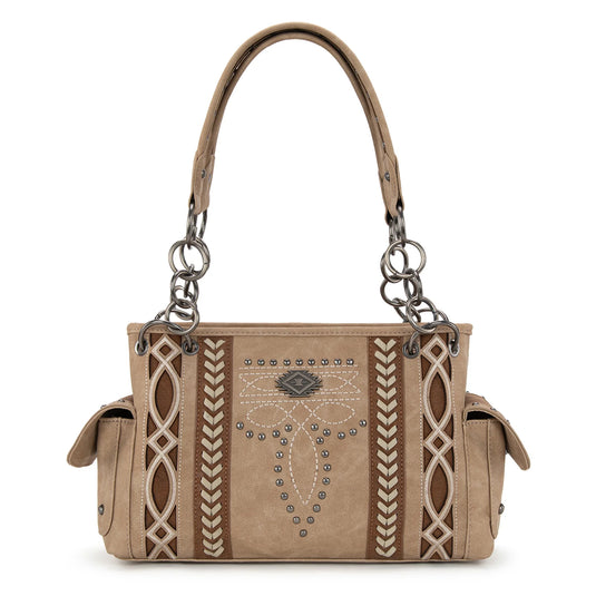 MW1325G-8085TN - Montana West Cut-Out Embroidered Concealed Carry Satchel