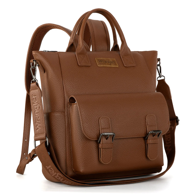 Load image into Gallery viewer, WG175-9110BR - Wrangler Tote/Shoulder Bag Convertible Backpack - Brown
