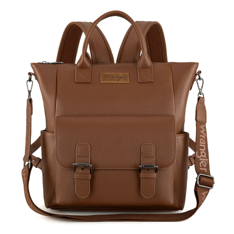 Load image into Gallery viewer, WG175-9110BR - Wrangler Tote/Shoulder Bag Convertible Backpack - Brown
