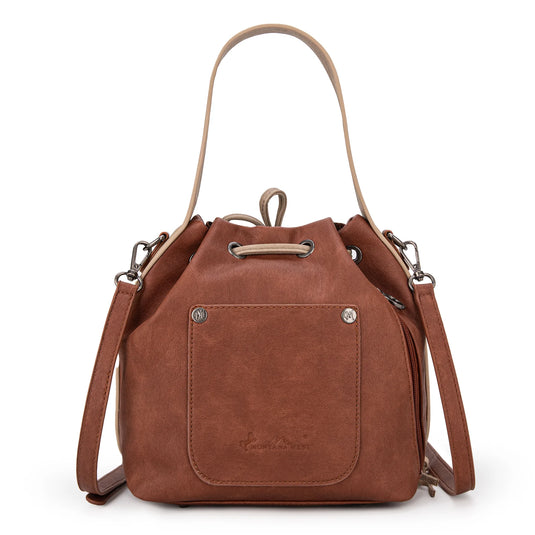 MWF1046-205SBR - Montana West Hair-On Cowhide Drawstring Hobo/Crossbody - Brown