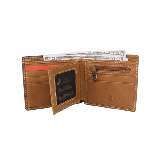 MWS-W031BR - Genuine Leather Tooled Collection Men's Wallet