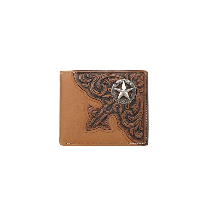 Load image into Gallery viewer, MWS-W031BR - Genuine Leather Tooled Collection Men's Wallet
