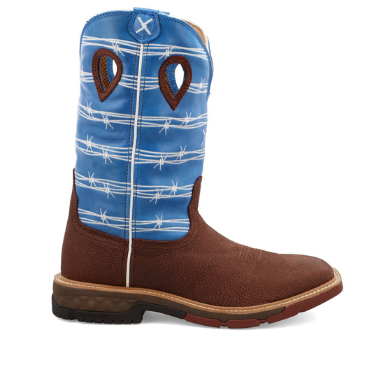 MXB0001 - Twisted X Men's Burgundy & Sky Blue Work/Western Boot