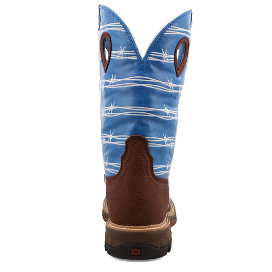 MXB0001 - Twisted X Men's Burgundy & Sky Blue Work/Western Boot