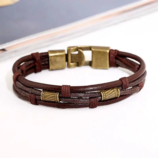 NIHBC64 - Woven Multi Layer PU Leather Bracelet