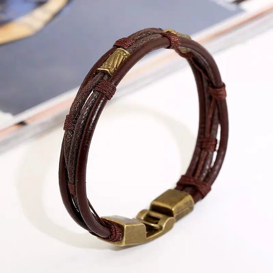 NIHBC64 - Woven Multi Layer PU Leather Bracelet
