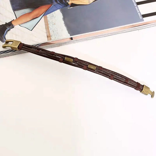 NIHBC64 - Woven Multi Layer PU Leather Bracelet