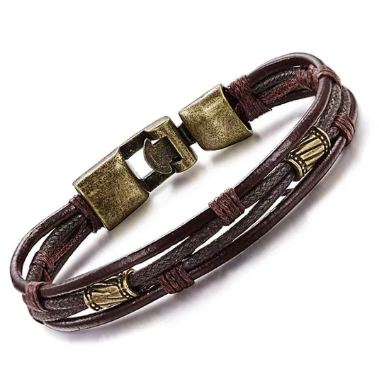 NIHBC64 - Woven Multi Layer PU Leather Bracelet