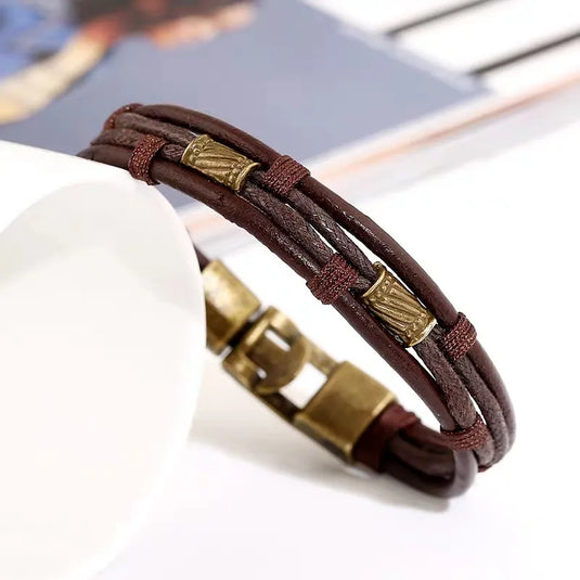 NIHBC64 - Woven Multi Layer PU Leather Bracelet