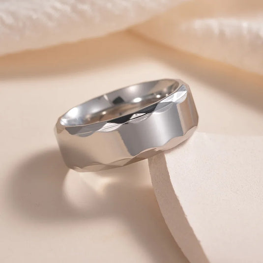 NIHRG1 - Modern Cut Men's Stainless Steel Ring