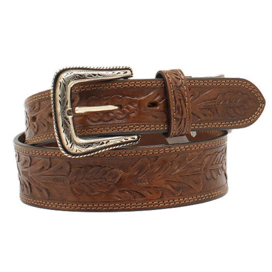 N210005402 - Nocona Mens Tooled Floral Brown Belt