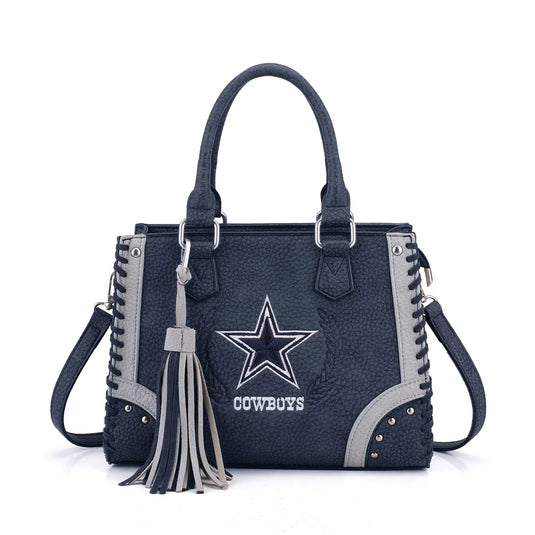 NFL-HB-DAL-021-LB - Dallas Cowboys Whipstitch Fringe Handheld Tote Crossbody Bag