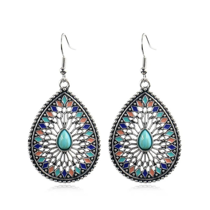 NIHER44 - Multi Color Tear Drop Earrings