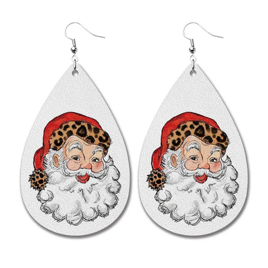 NIHER96 - PU Leather Santa Claus Earrings