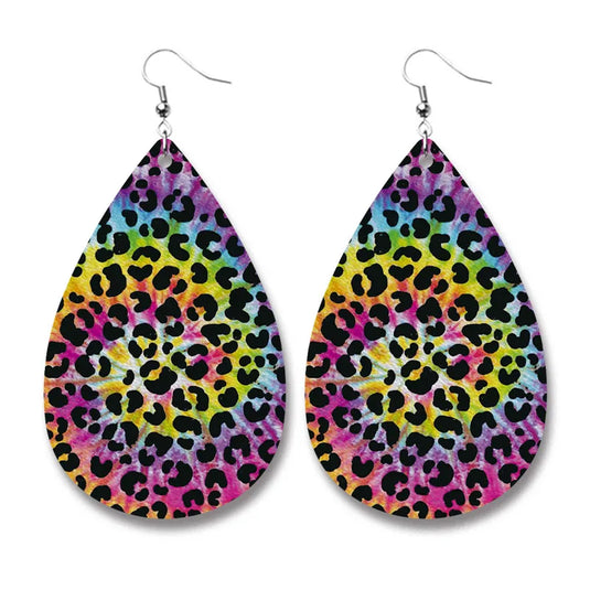NIHER98 - PU Leather Multi Color Explosion Earrings