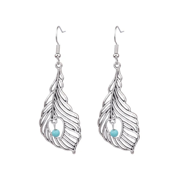 NIHER101 - Abject Open Design With Turquoise Bead Earrings