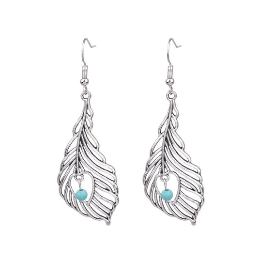 NIHER101 - Abject Open Design With Turquoise Bead Earrings