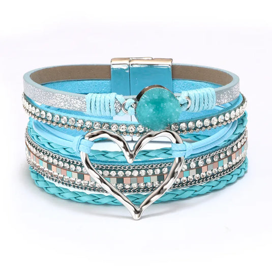 NIHBC20 - One Piece Turquoise Multi Layer Bracelet With Heart