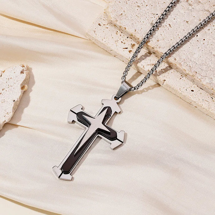 NIHNK5 - Stainless Steel Layered Cross Necklace