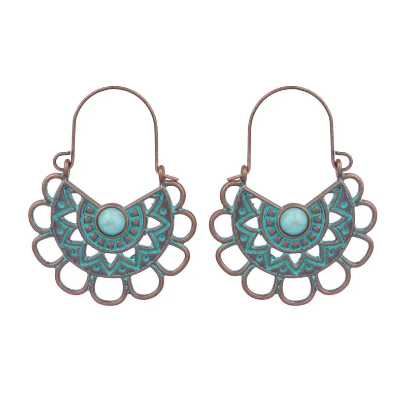 Load image into Gallery viewer, NIHER32 - Rustic Turquoise Earrings
