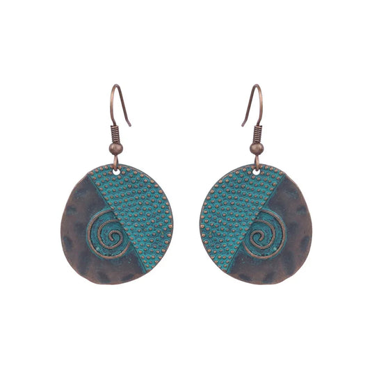 NIHER27 - Rustic Circular Turquoise Earrings