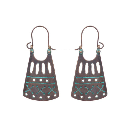 NIHER26 - Rustic Cutout Turquoise Earrings