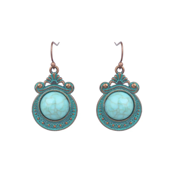 NIHER28 - Rustic Blue Washed Turquoise Earrings