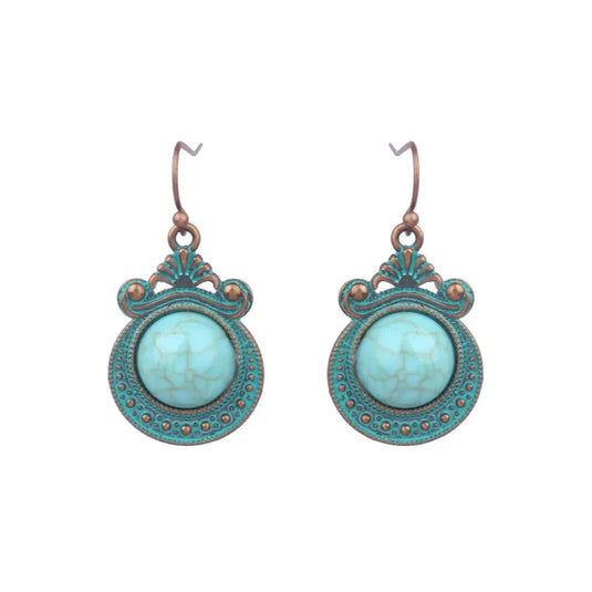 NIHER28 - Rustic Blue Washed Turquoise Earrings