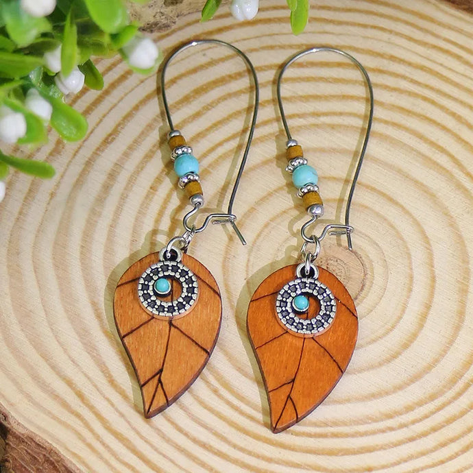 NIHER18 - Feather Drop Turquoise Earrings